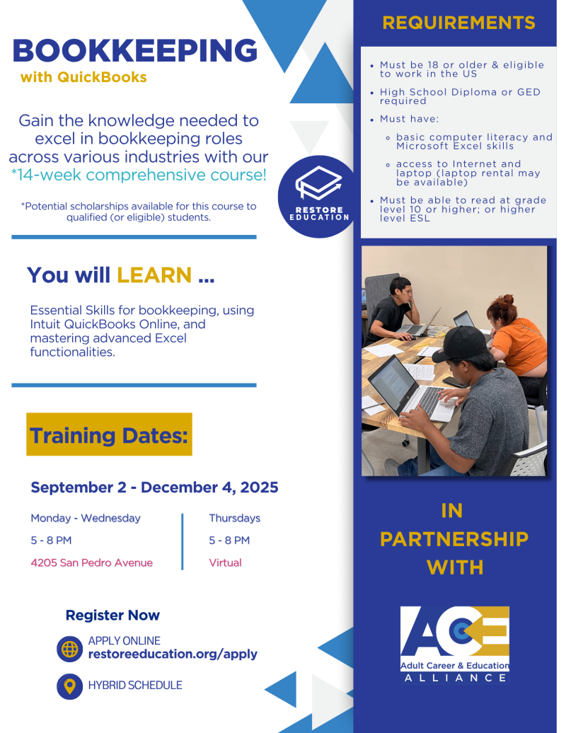 Restore Education Bookkeeping Course - Fall 2025