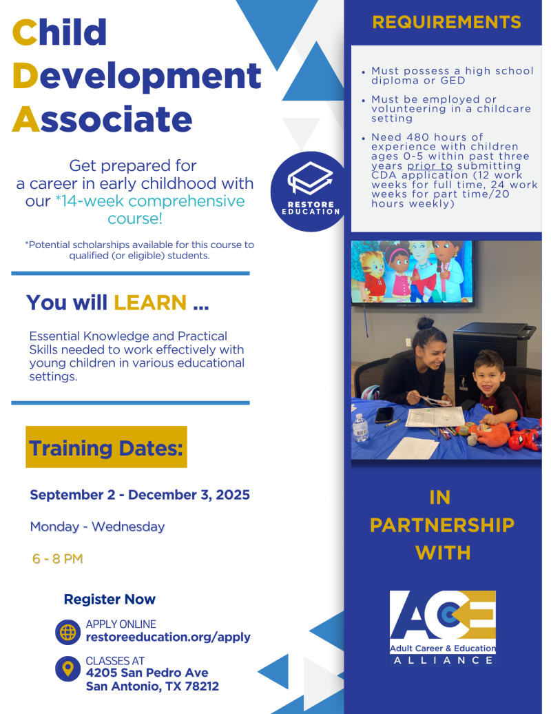 Restore Education Child Development Associate Course - Fall 2025
