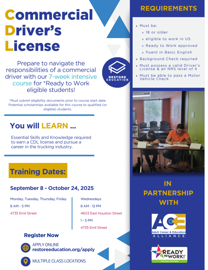 Restore Education Certified Driver's License Course - Fall 2025