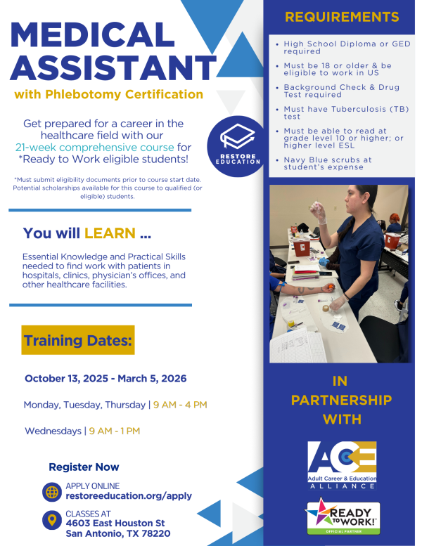 Restore Education Medical Assistant Course - Fall 2025